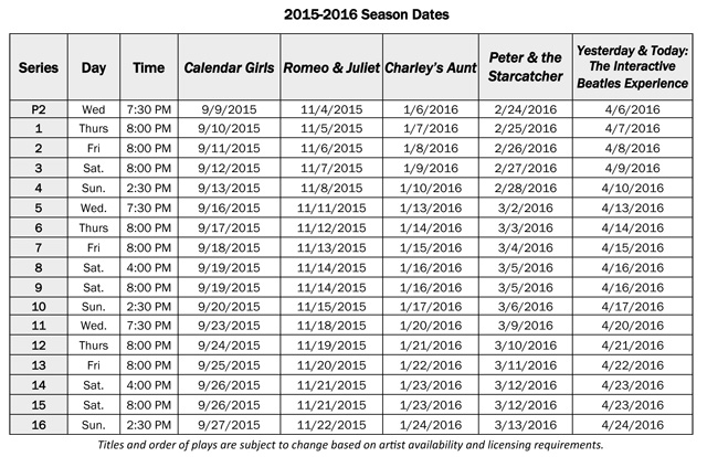 Georgia Ensemble Theatre – 23rd Season Grid WITH TITLES